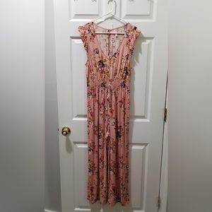Pink floral jumpsuit